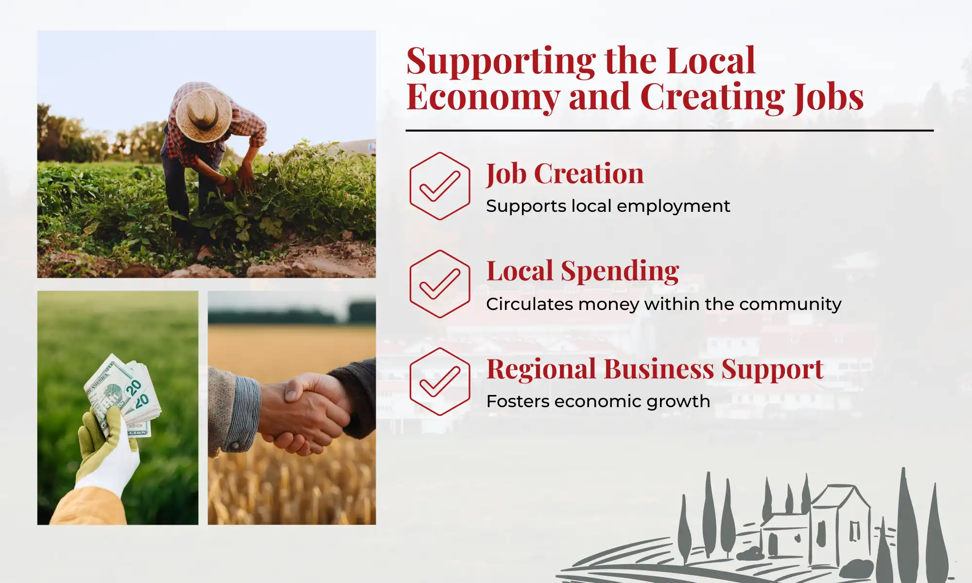 Infographic showing economic and social impact of local food systems