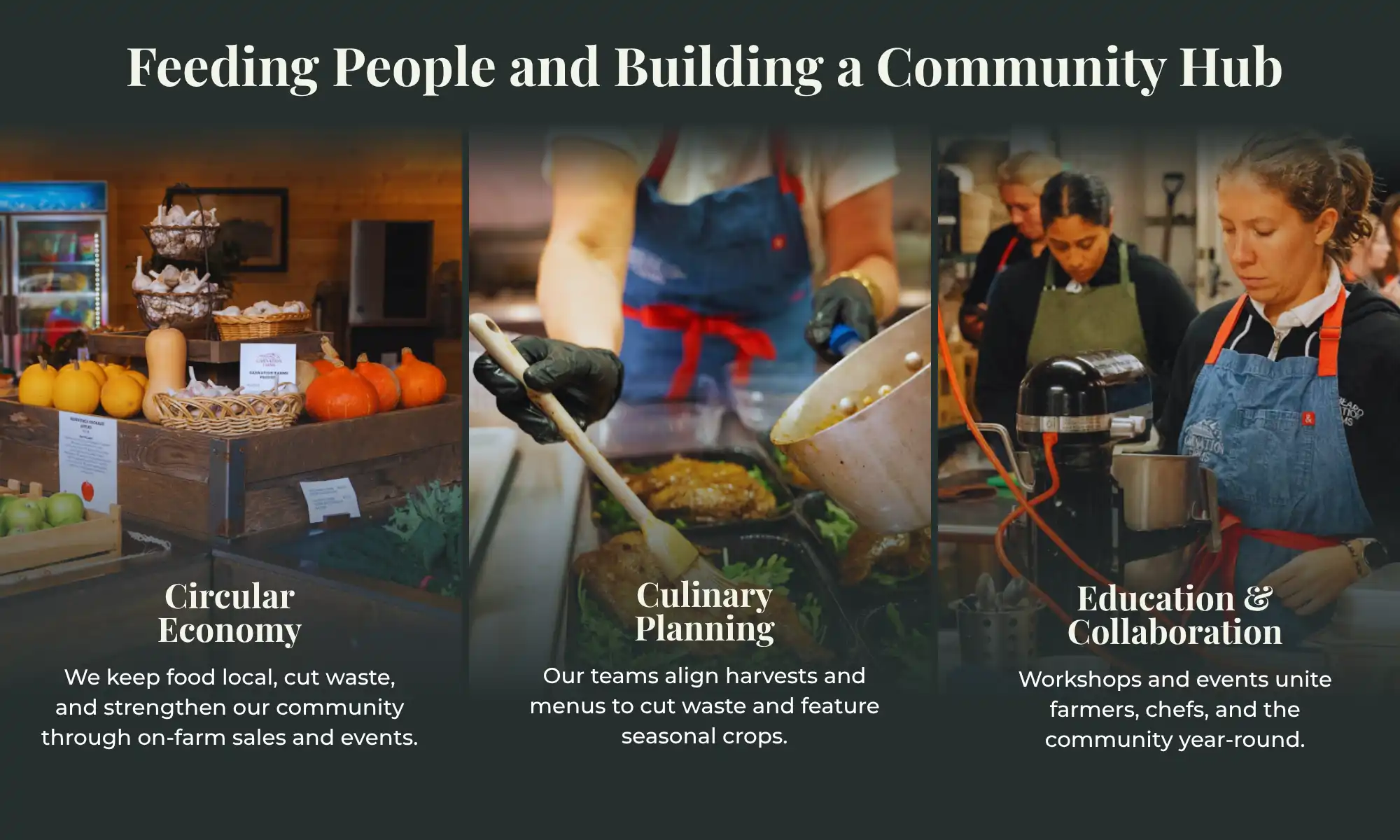 Farmstand produce, cooking, and workshops supporting community at Carnation Farms