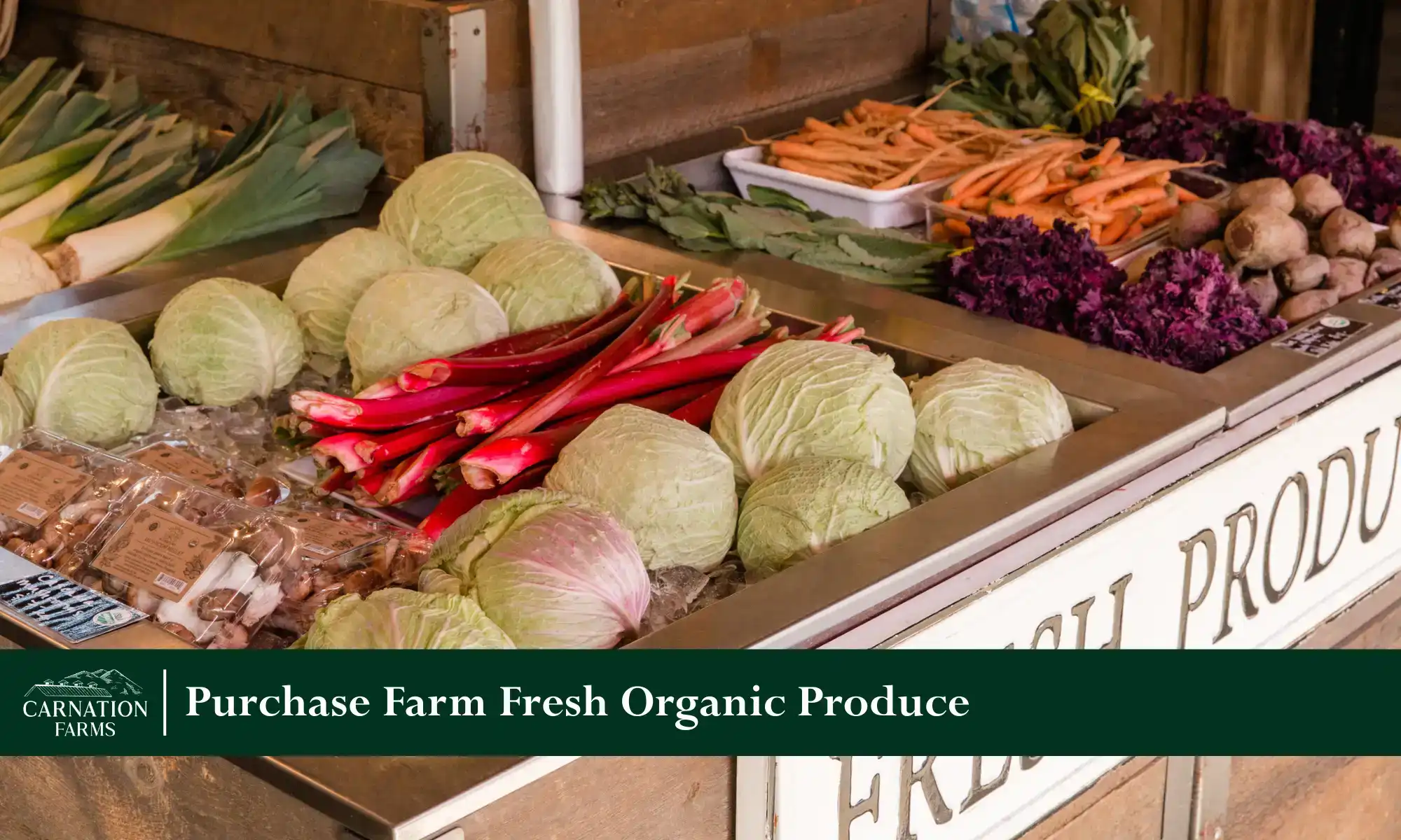 Farm fresh organic produce at Carnation Farms market.