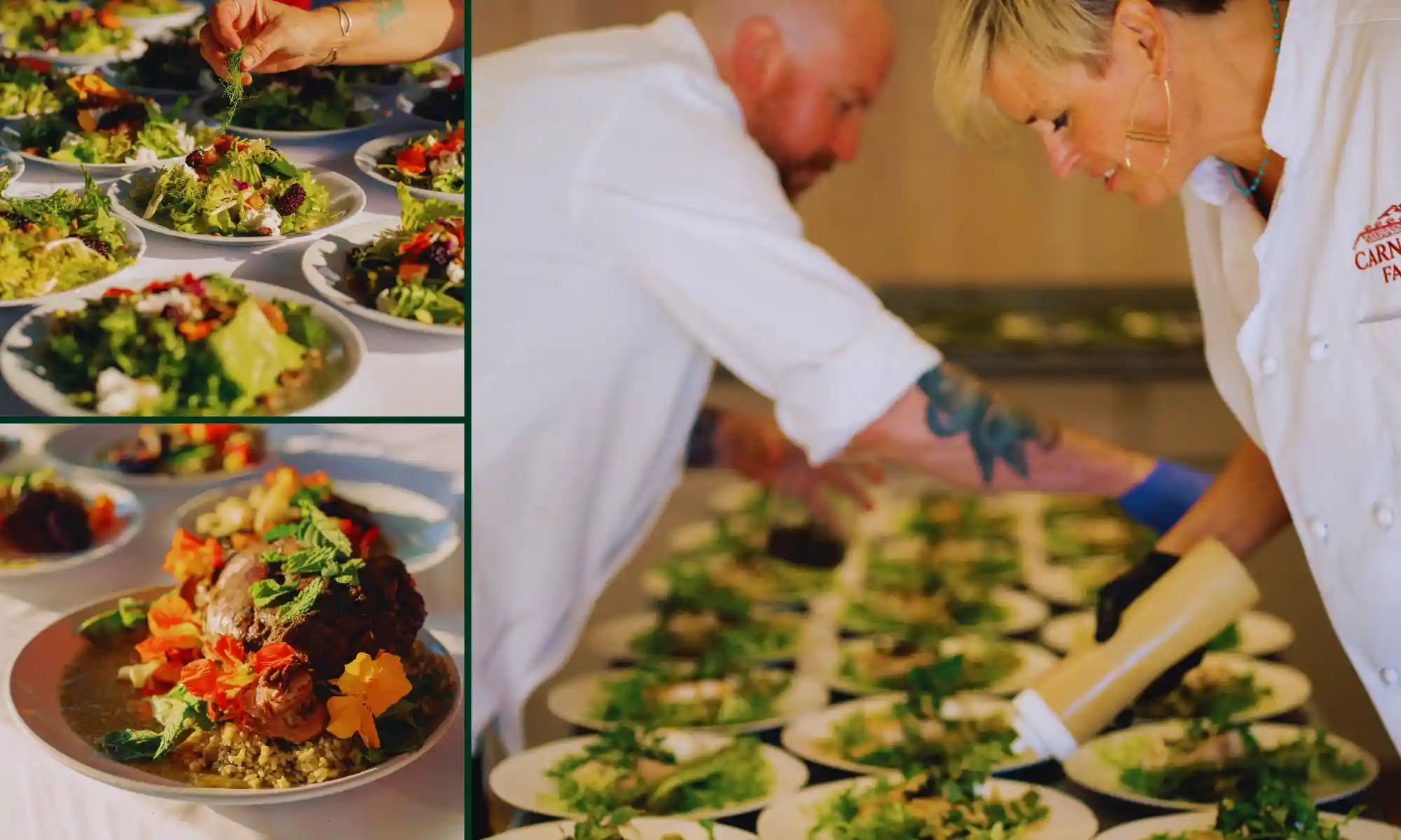 Chefs preparing farm to table dishes.