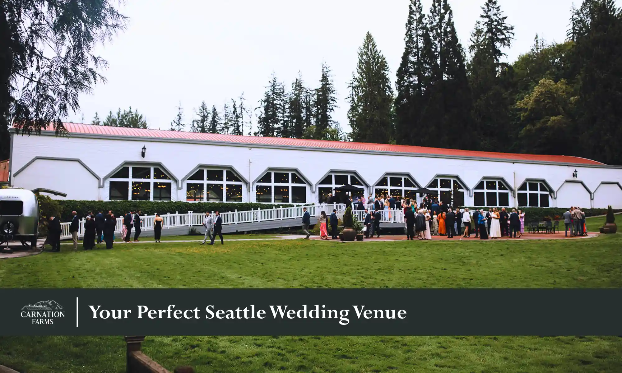 Outdoor wedding reception at Carnation Farms near Seattle.