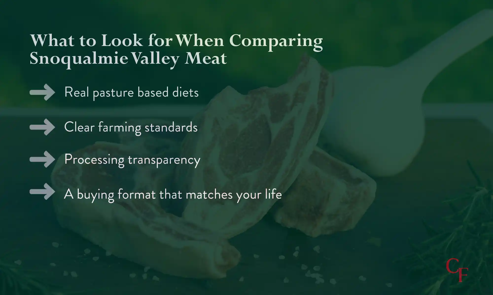 What to look for when comparing Snoqualmie Valley meat.